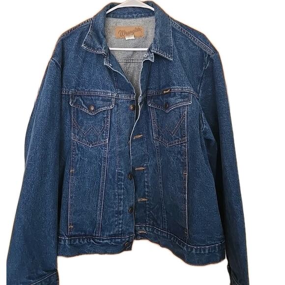 Vtg Wrangler Western M-159 Denim Jacket Sz 46 Classic Blue Jean Button USA 80s - Picture 1 of 6